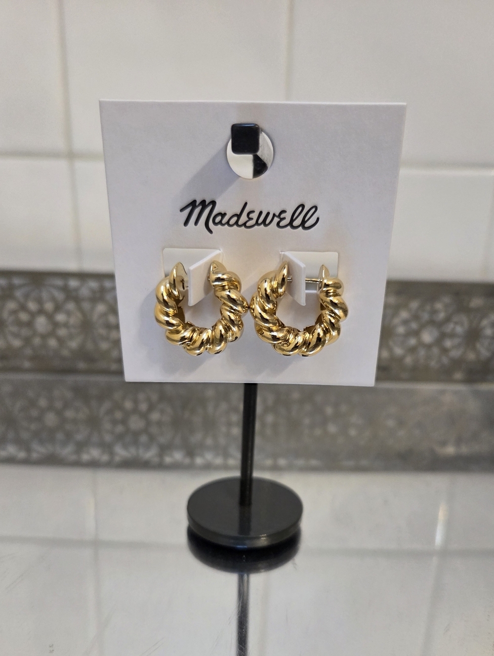 Madewell Gold Twisted Chunky Mini Hoop Earrings